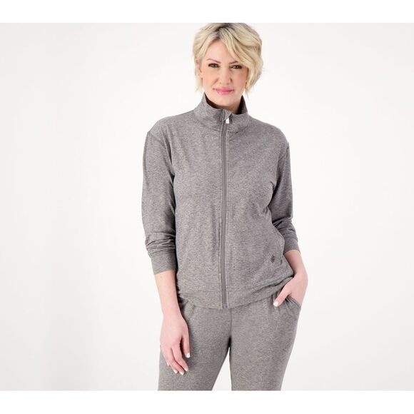 Gymwrap Women's Jacket Sz XS Heathered Knit Zip-Up with Side Gray A591679 - Picture 1 of 4